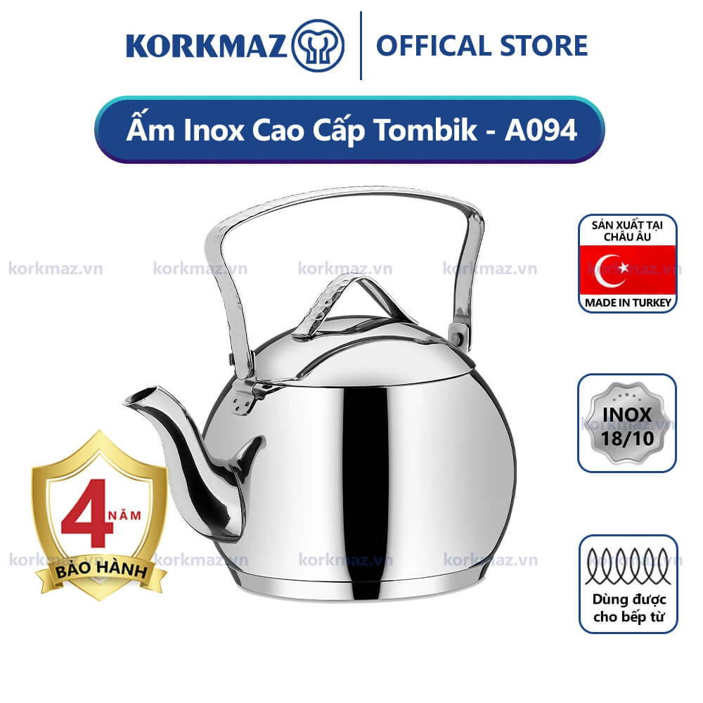 Ấm inox Korkmaz Tombik KOIAA094 3.5L nhập khẩu