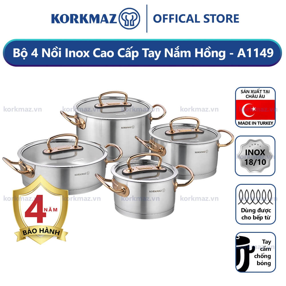 Bộ nồi inox 4 món Korkmaz Proline KOIBA1149 bếp từ