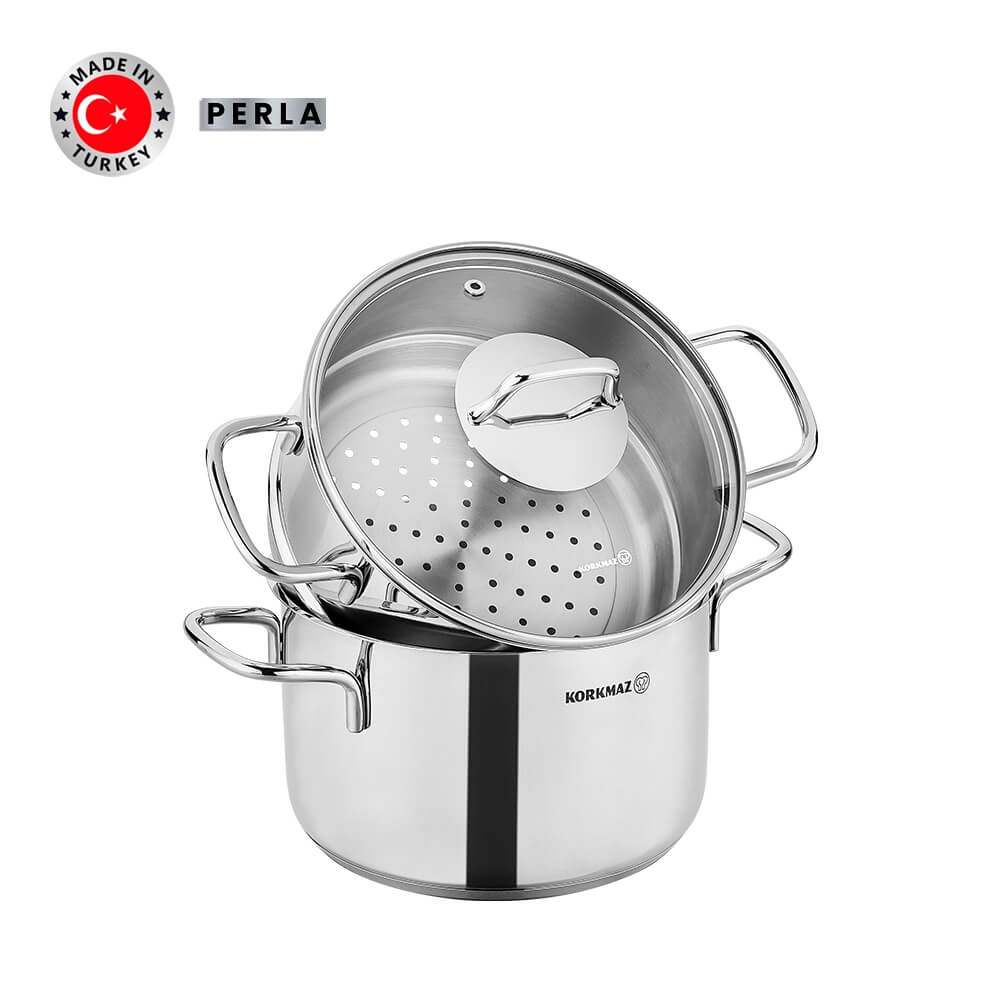 Bộ nồi xửng hấp inox cao cấp Korkmaz Perla KOINA1522