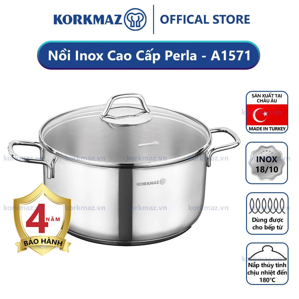 Nồi bếp từ inox cao cấp Korkmaz Perla KOINA1571 6.8 Lít