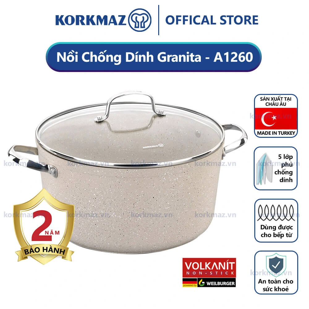 Nồi chống dính bếp từ Korkmaz Granita KONNA1260 3 lít