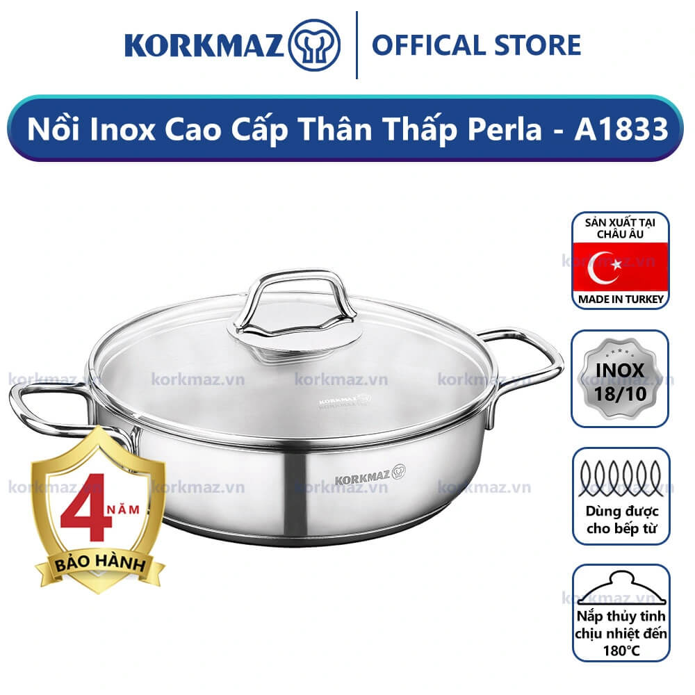 Nồi lẩu inox bếp từ cao cấp Korkmaz Perla 2.3 lít