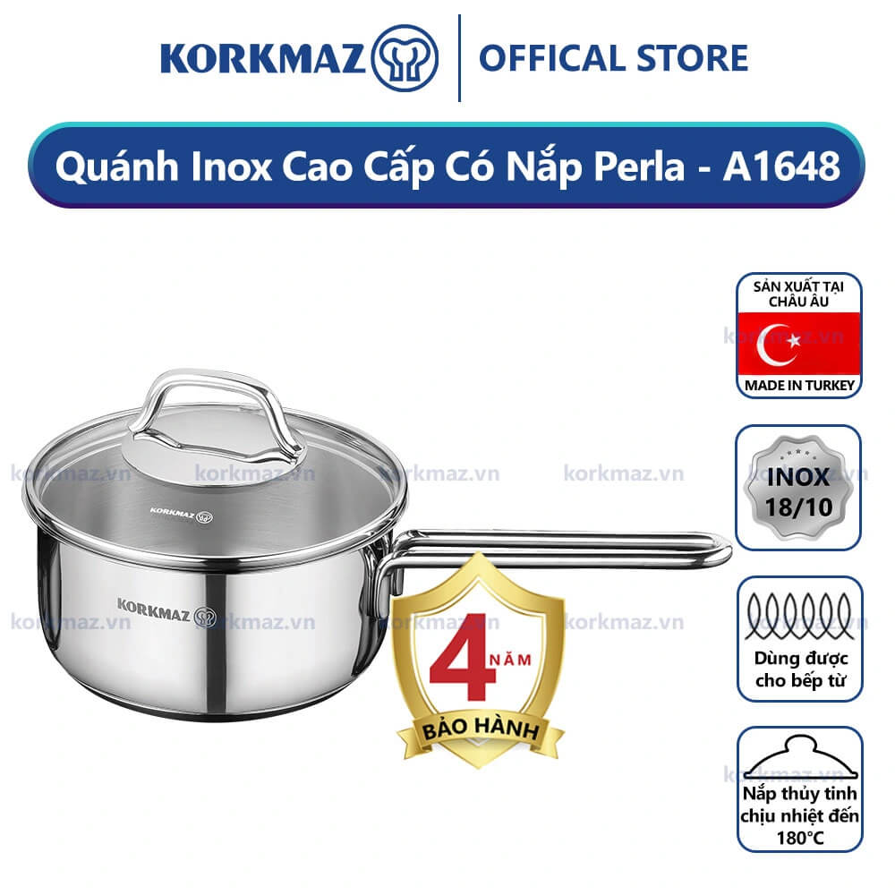 Quánh bếp từ inox cao cấp Korkmaz Perla KOINA1648 1.6 lít