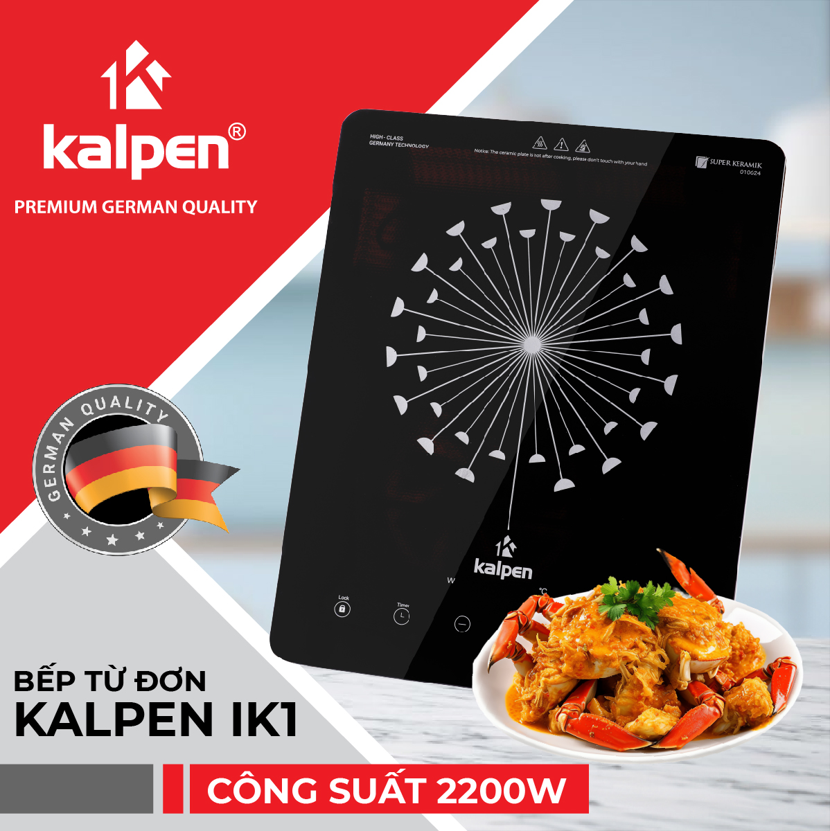 bếp từ đơn kalpen công suất 2200w hiện đại