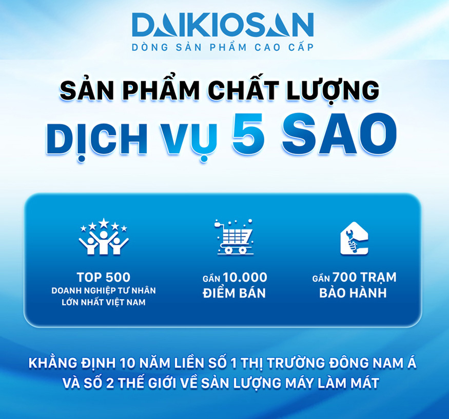 Daikiosan cam kết sản phẩm chất lượng, dịch vụ 5 sao