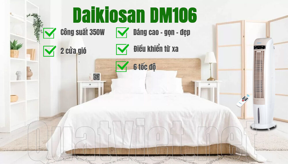 Quạt điều hòa Daikiosan DM106 làm mát cho phòng ngủ