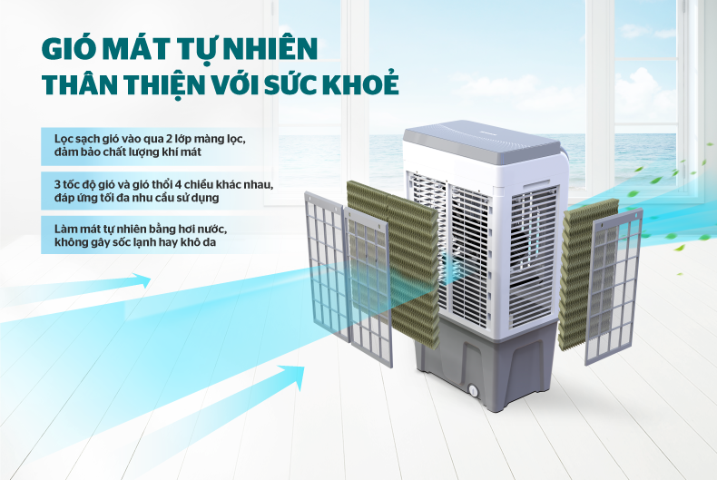 Gió mát tự nhiên, tốt cho sức khỏe người dùng