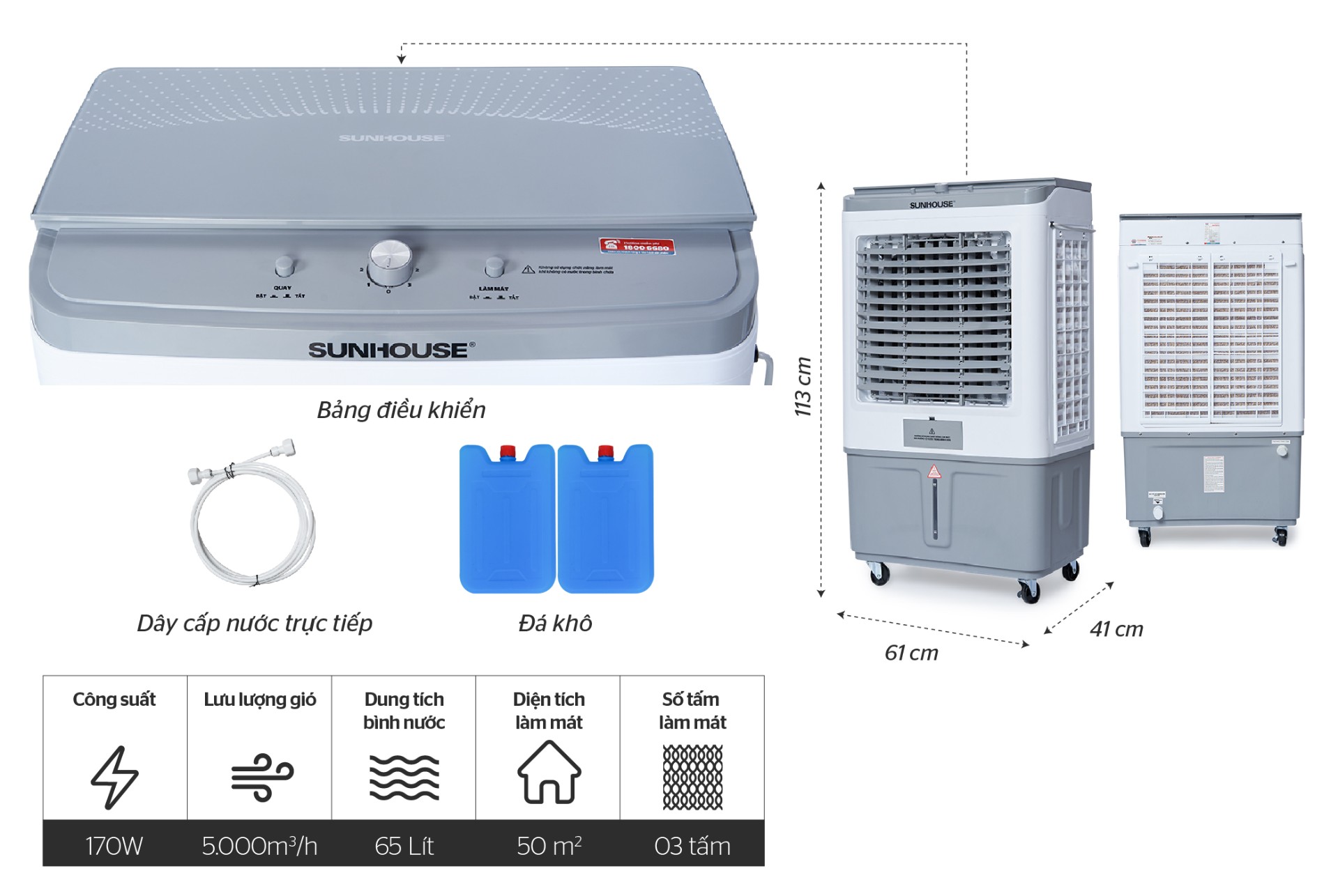 Thông số kỹ thuật chi tiết máy làm mát không khí Sunhouse SHD7757