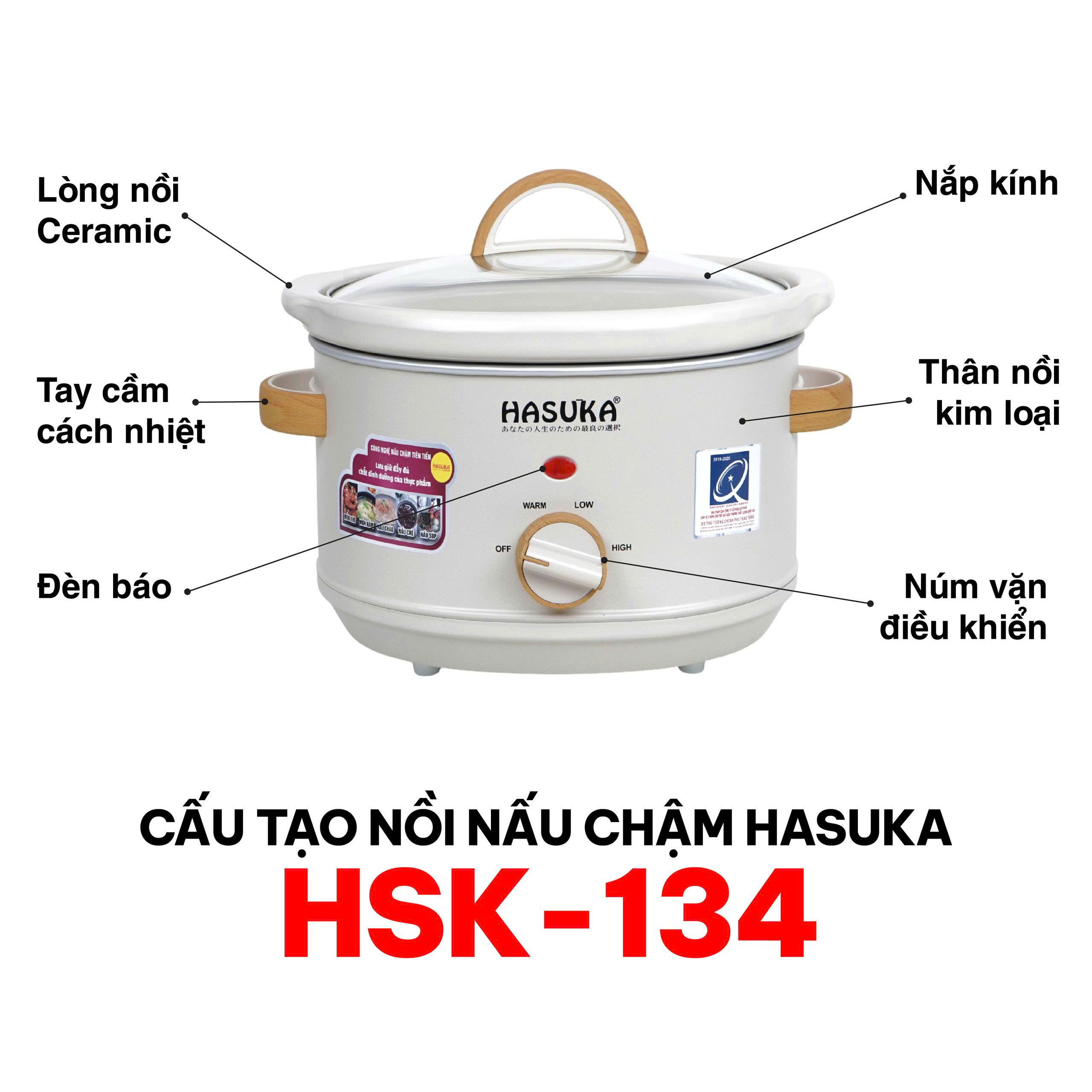 Mô tả nồi nấu chậm Hasuka HSK-134 2.5L