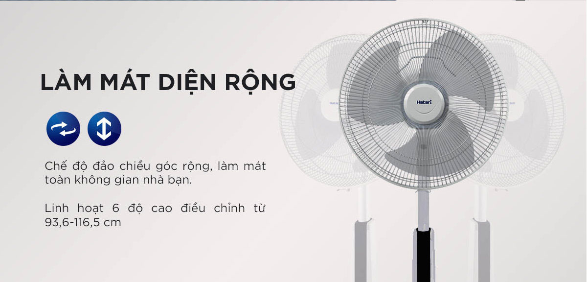 Làm mát mạnh mẽ diện rộng với sải cánh rộng 45cm