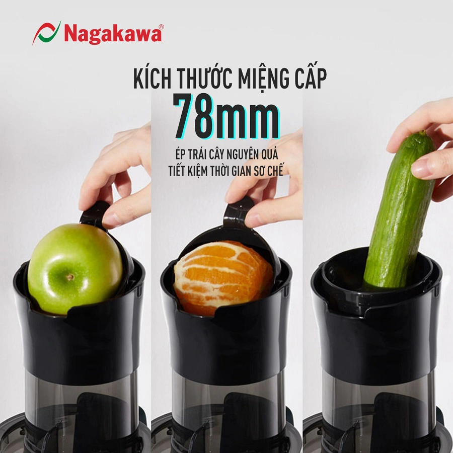 Ống tiếp nguyên liệu lớn 78mm – ép nguyên trái tiện lợi