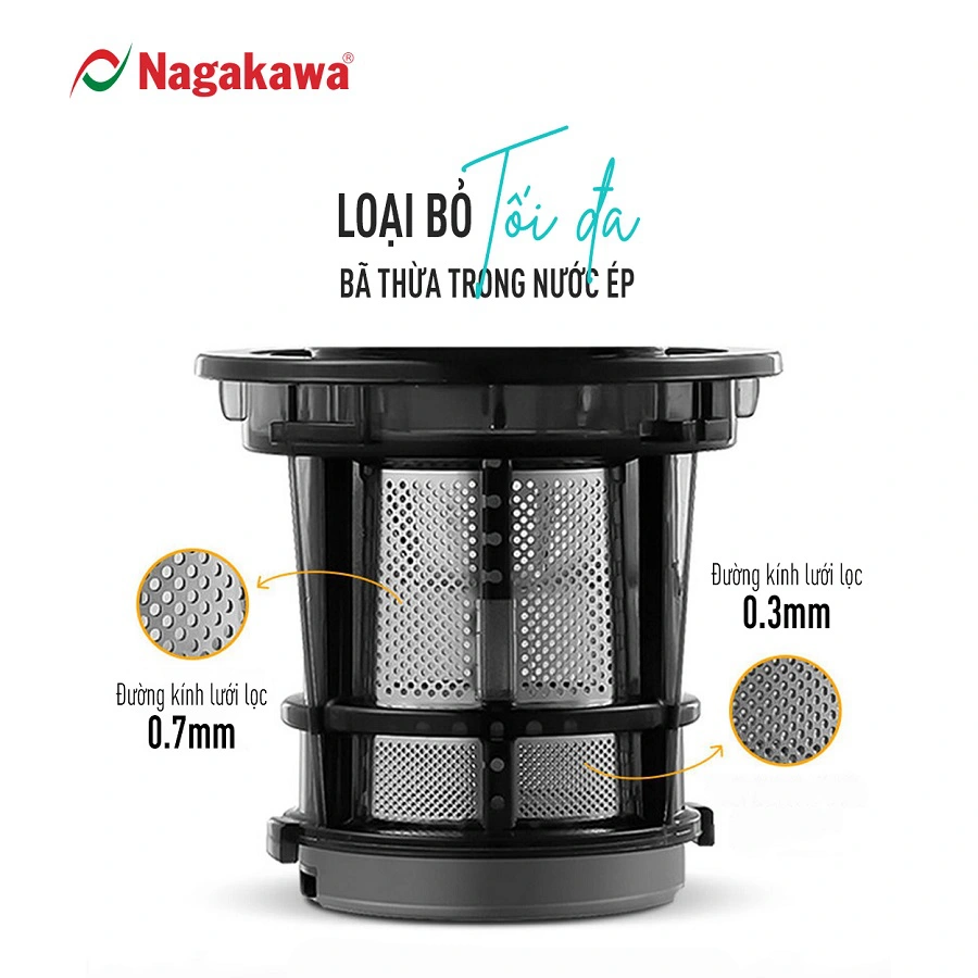 Loại bỏ tối đa bã thừa – nước ép trong, sánh mịn