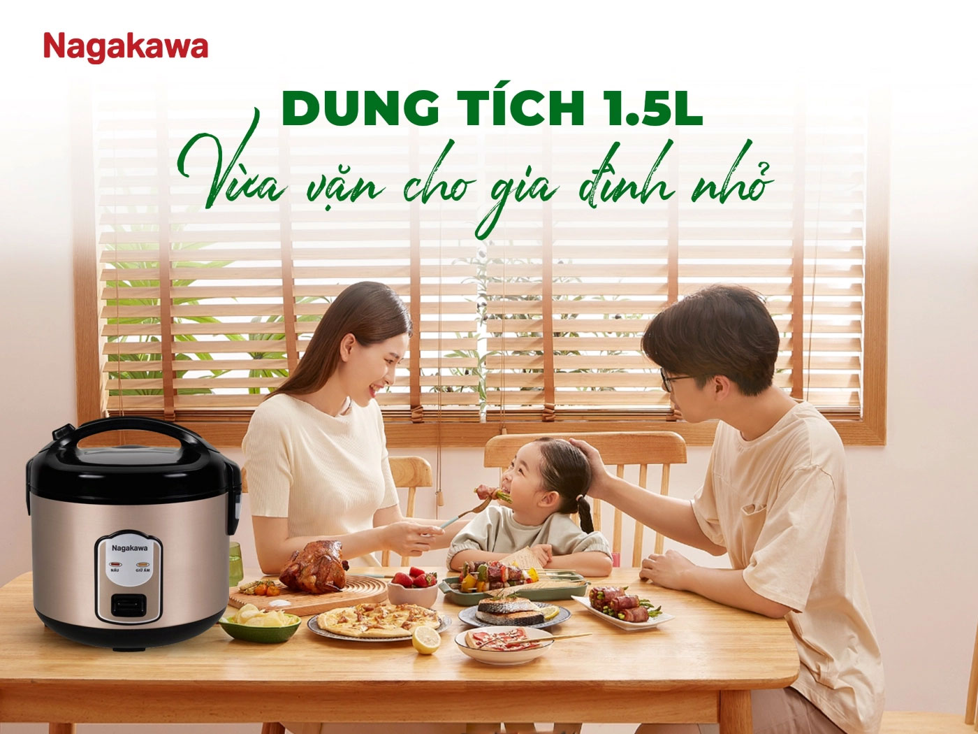 Dung tích 1.5L – Phù hợp gia đình nhỏ