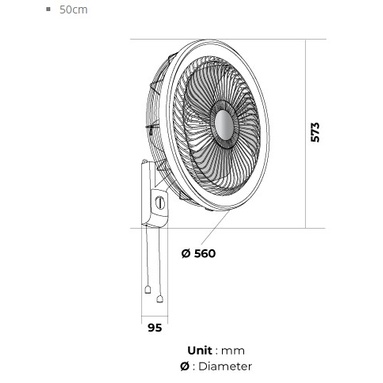 Thông số kỹ thuật Quạt treo tường KDK YU50X