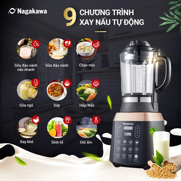 9 chương trình xay nấu tự động linh hoạt
