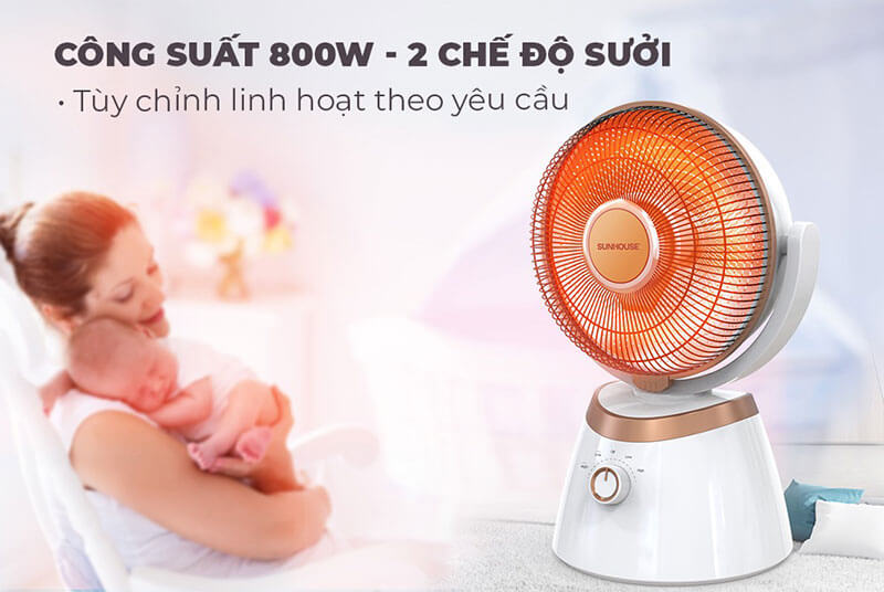 UẠT SƯỞI CARBON SUNHOUSE SHD7008 CÔNG SUẤT 800W, 2 CHẾ ĐỘ SƯỞI