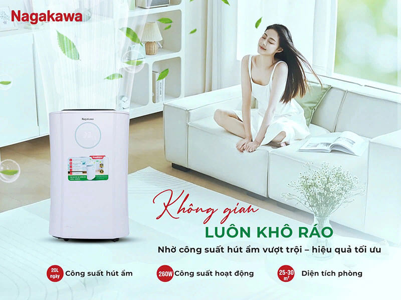 Máy hút ẩm lọc không khí 20L Nagakawa NAD8559