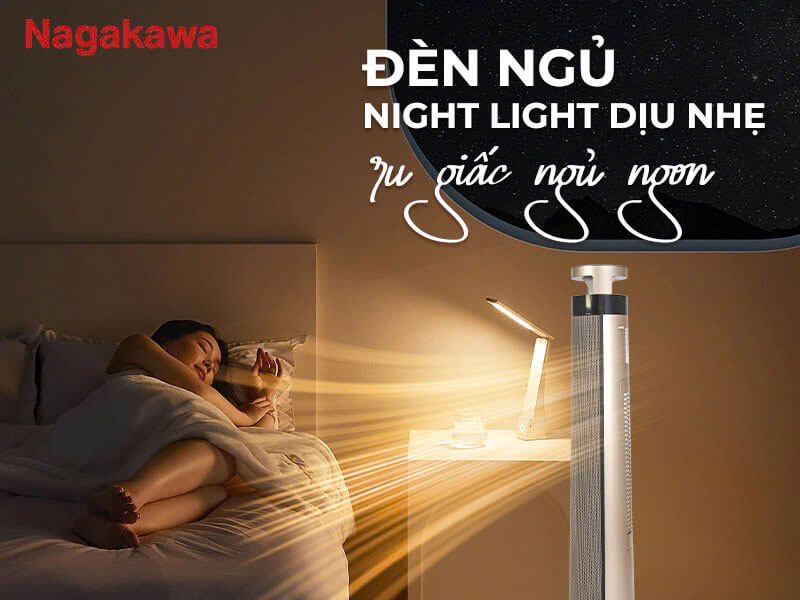 Máy sưởi gốm Nagakawa NEH8366 đèn ngủ nightlight dịu nhẹ