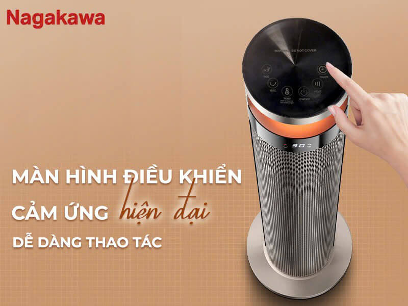 Máy sưởi gốm Nagakawa NEH8366 màn hình điều khiển cảm ứng hiện đại