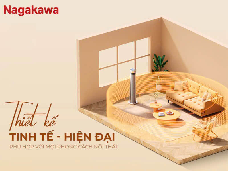 Máy sưởi gốm Nagakawa NEH8366 thiết kế tinh tế hiện đại