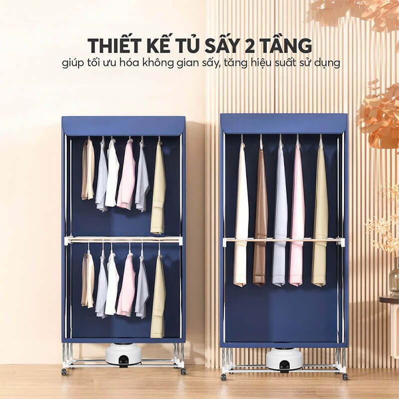 Thiết kế 2 tầng, tối ưu hóa không gian sấy