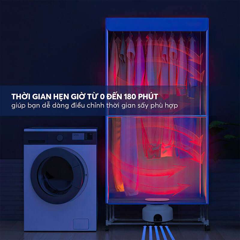Thời gian hẹn giờ 0-180 phút, dễ dàng điều chỉnh thời gian sấy