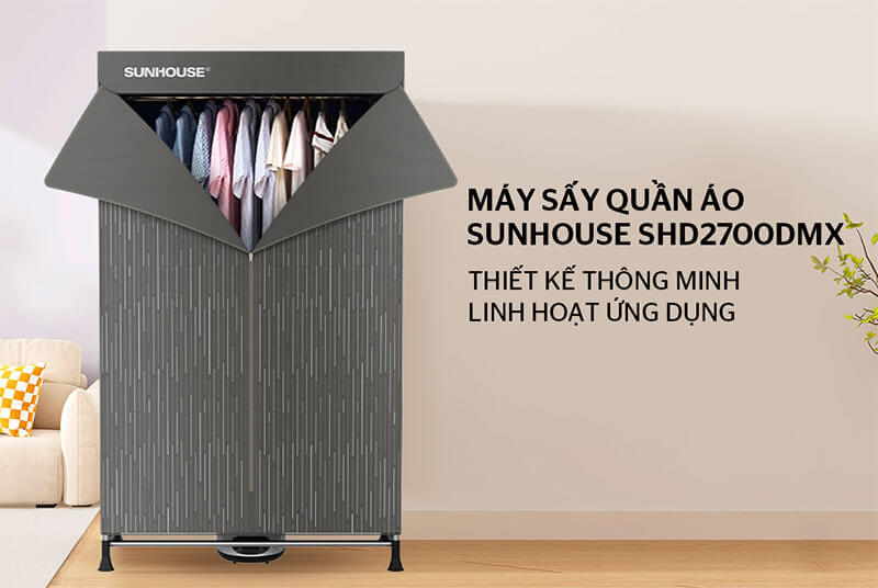 Máy SẤY QUẦN ÁO SUNHOUSE SHD2700DMX thiết kế thông minh, linh hoạt ứng dụng