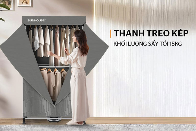 Thanh treo kép, khối lượng sấy tới 50kg