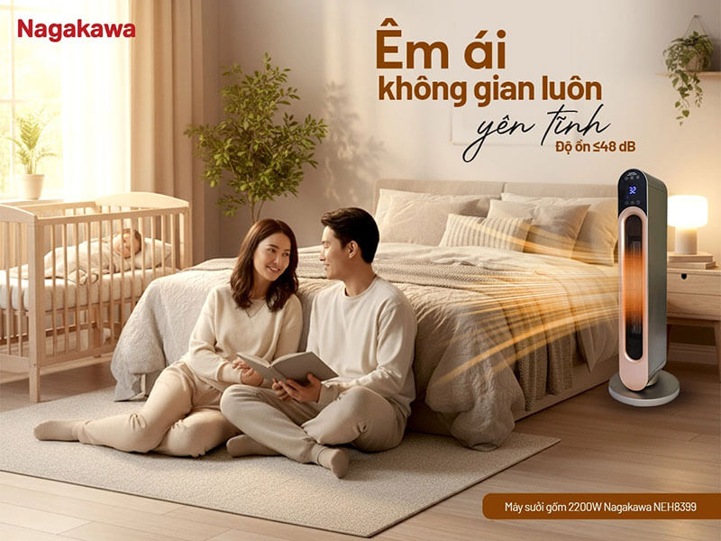 Máy sưởi gốm 2200W Nagakawa NEH8399 êm ái không gian