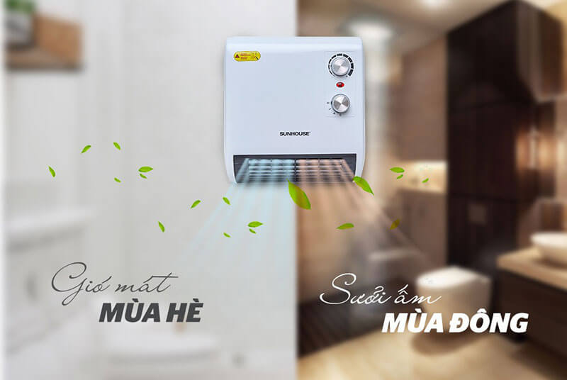 Quạt Sưởi SUNHOUSE SHD3816W gió mát mùa hè, sưởi ấm mùa đông