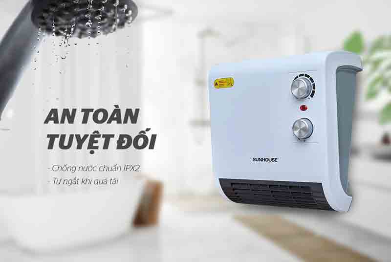 Quạt Sưởi SUNHOUSE SHD3816W an toàn tuyệt đối
