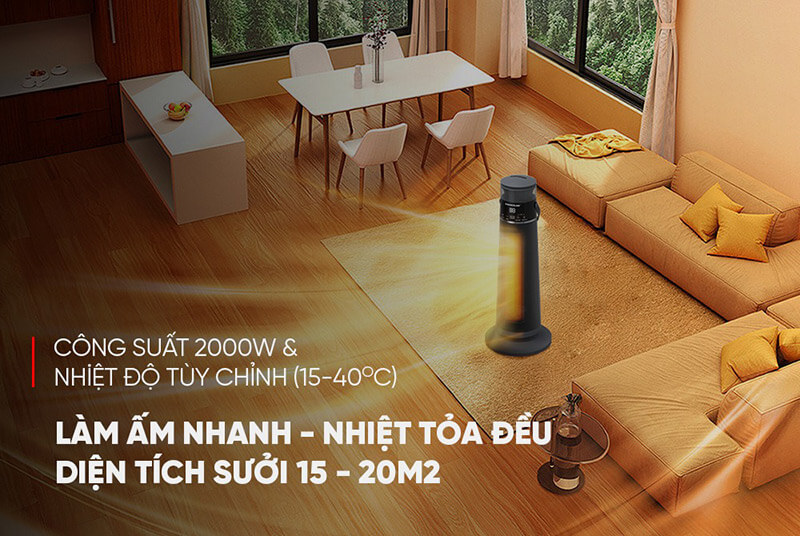 Máy sưởi điện Ceramic Sunhouse SHD7061 ấm nhanh nhiệt đều