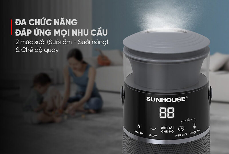 Máy sưởi điện Ceramic Sunhouse SHD7061 đa năng