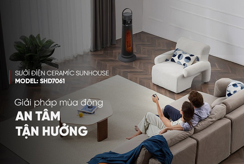 Máy sưởi điện Ceramic Sunhouse SHD7061 là giải pháp ấm áp