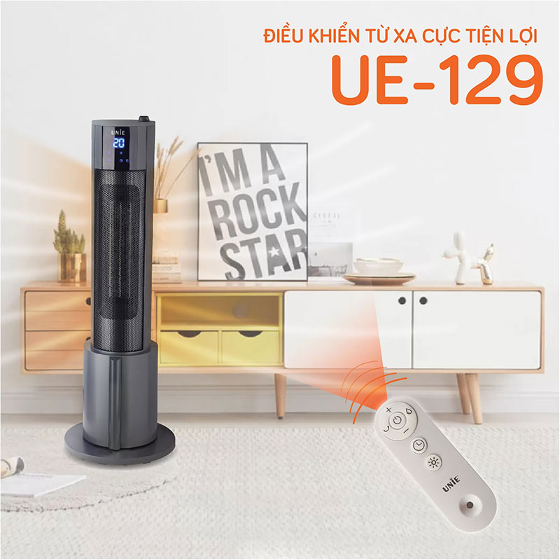 Máy sưởi gốm UNIE UE-129 làm ấm nhanh chóng, phun sương tạo ẩm, dùng được 4 mùa
