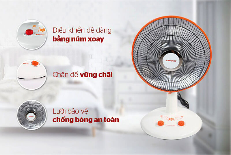Quạt sưởi Sunhouse SHD7005 với các đặc điểm nổi bật về sử dụng và an toàn