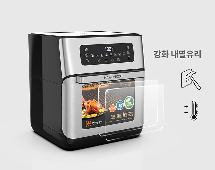 Nồi chiên không dầu Hawonkoo AFH-101 có mặt kính cường lực phía trước dễ dàng quan sát
