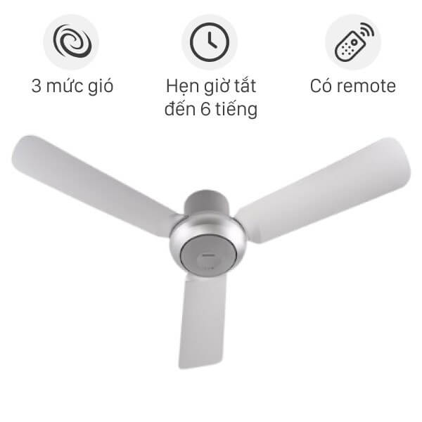 Quạt trần Panasonic F-48CZL ti ngắn 3 cánh rộng 120cm có điều khiển từ xa với chế độ gió Rhythm và hẹn giờ 6h