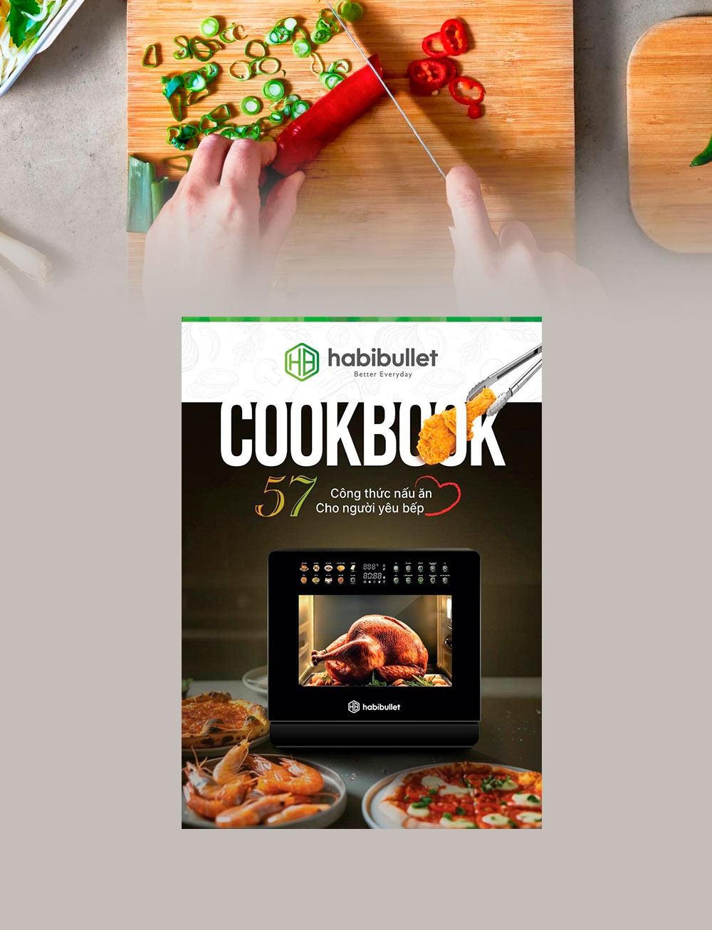 Tặng kèm sách nấu ăn khi mua Nồi chiên hấp hơi nước Habibullet FHB18 Plus