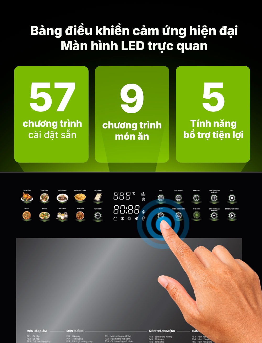 Nồi chiên hấp hơi nước Habibullet FHB18 Plus với bảng điều khiển cảm ứng hiện đại, màn hình LED trực quan