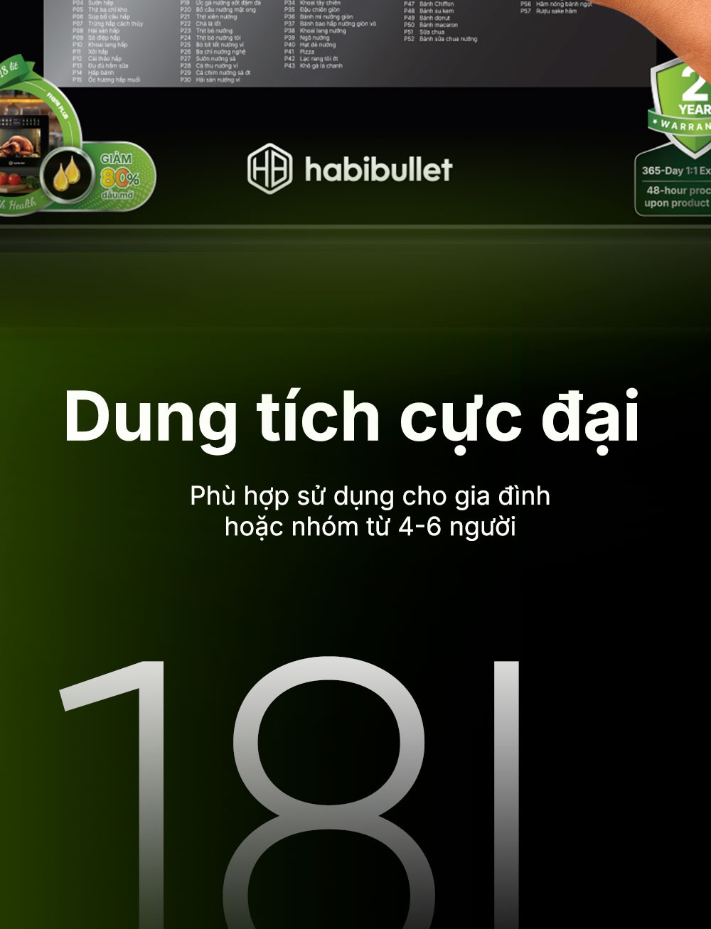 Nồi chiên hấp hơi nước Habibullet FHB18 Plus với dung tích chứa tới 18 Lít