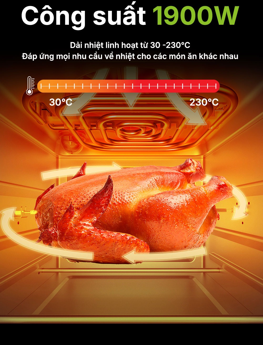 Nồi chiên hấp hơi nước Habibullet FHB18 Plus với công suất cao tới 1900W