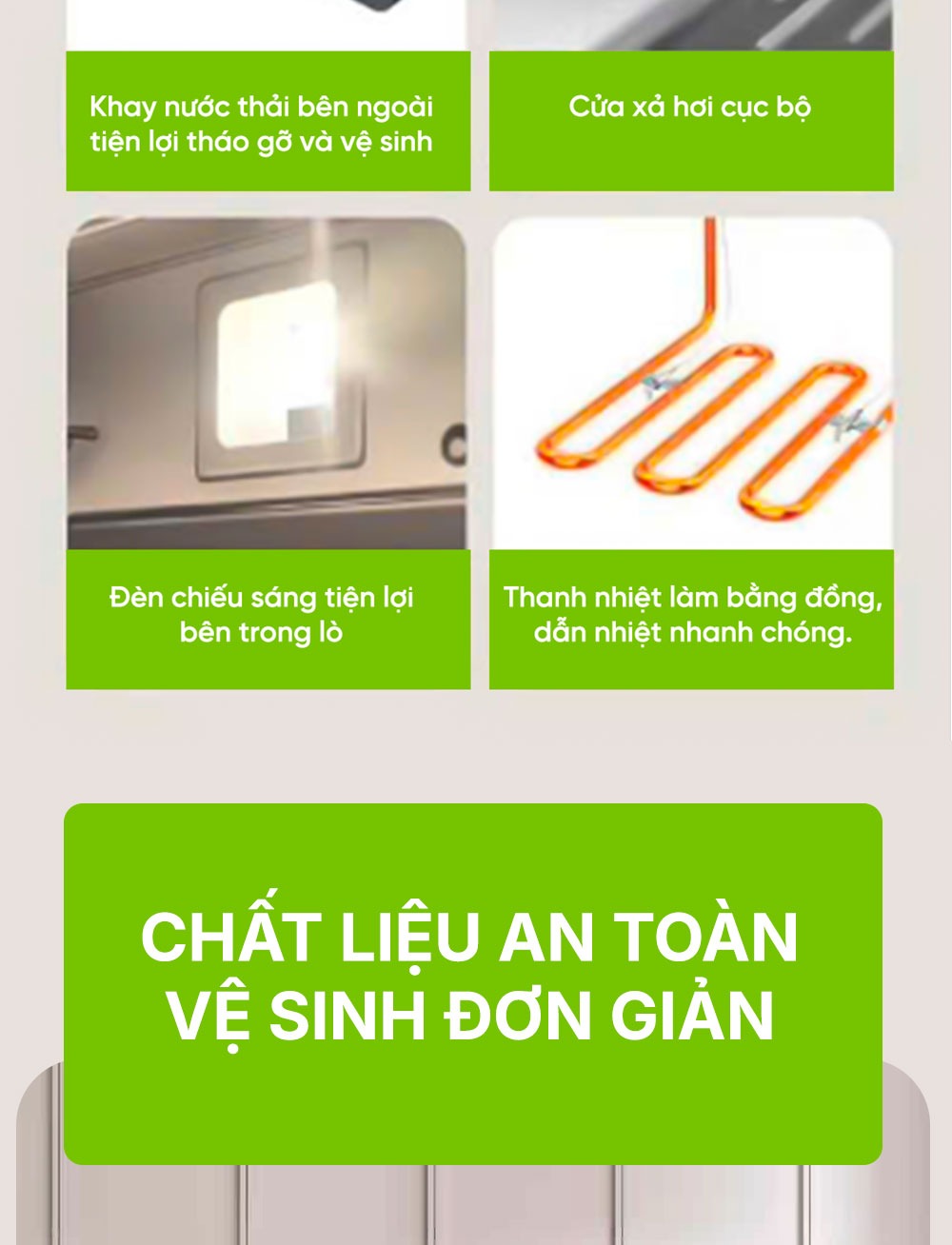 Nồi chiên hấp hơi nước Habibullet FHB18 Plus chất liệu an toàn, vệ sinh đơn giản