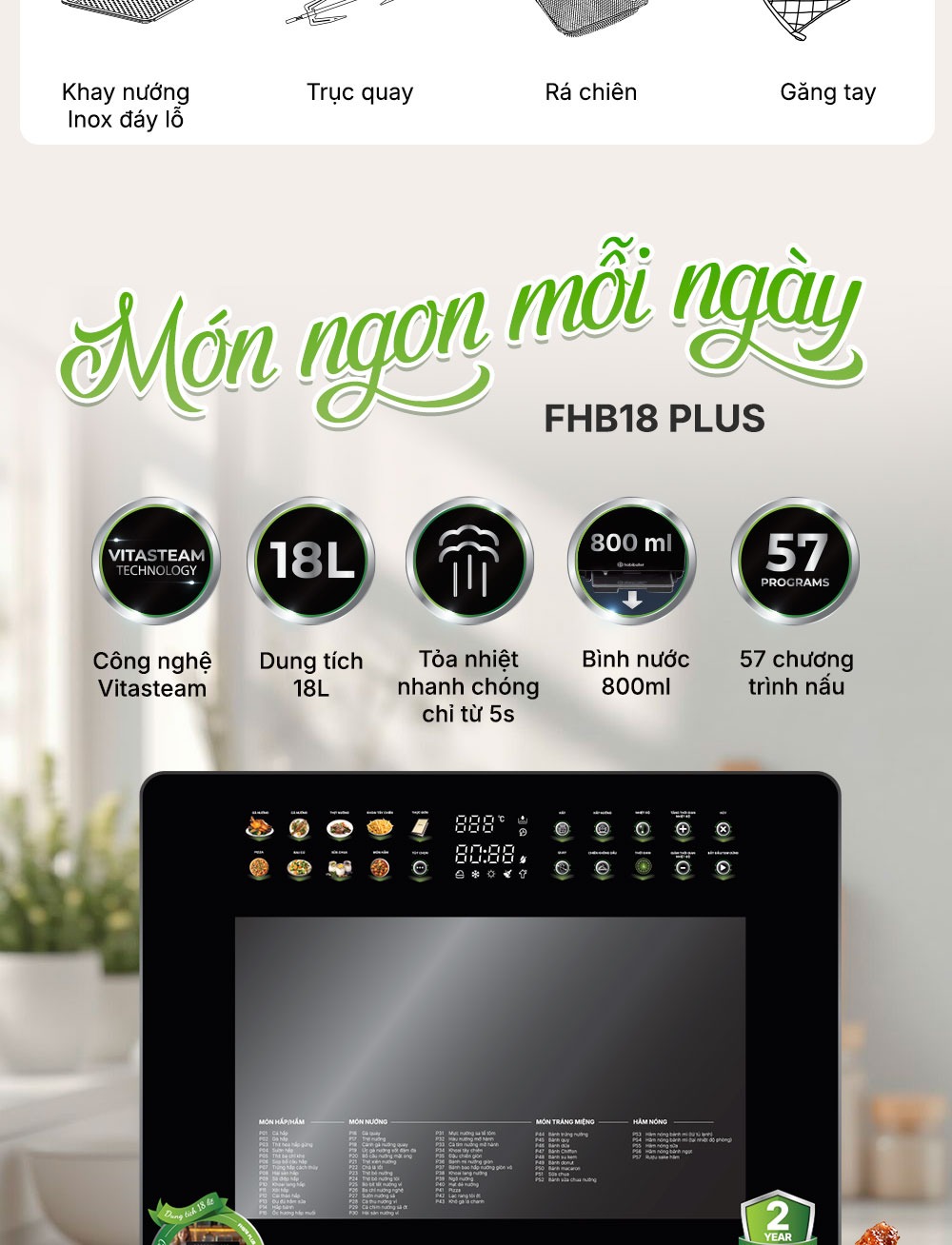 Nồi chiên hấp hơi nước Habibullet FHB18 Plus tạo ra hàng chục món ngon mỗi ngày