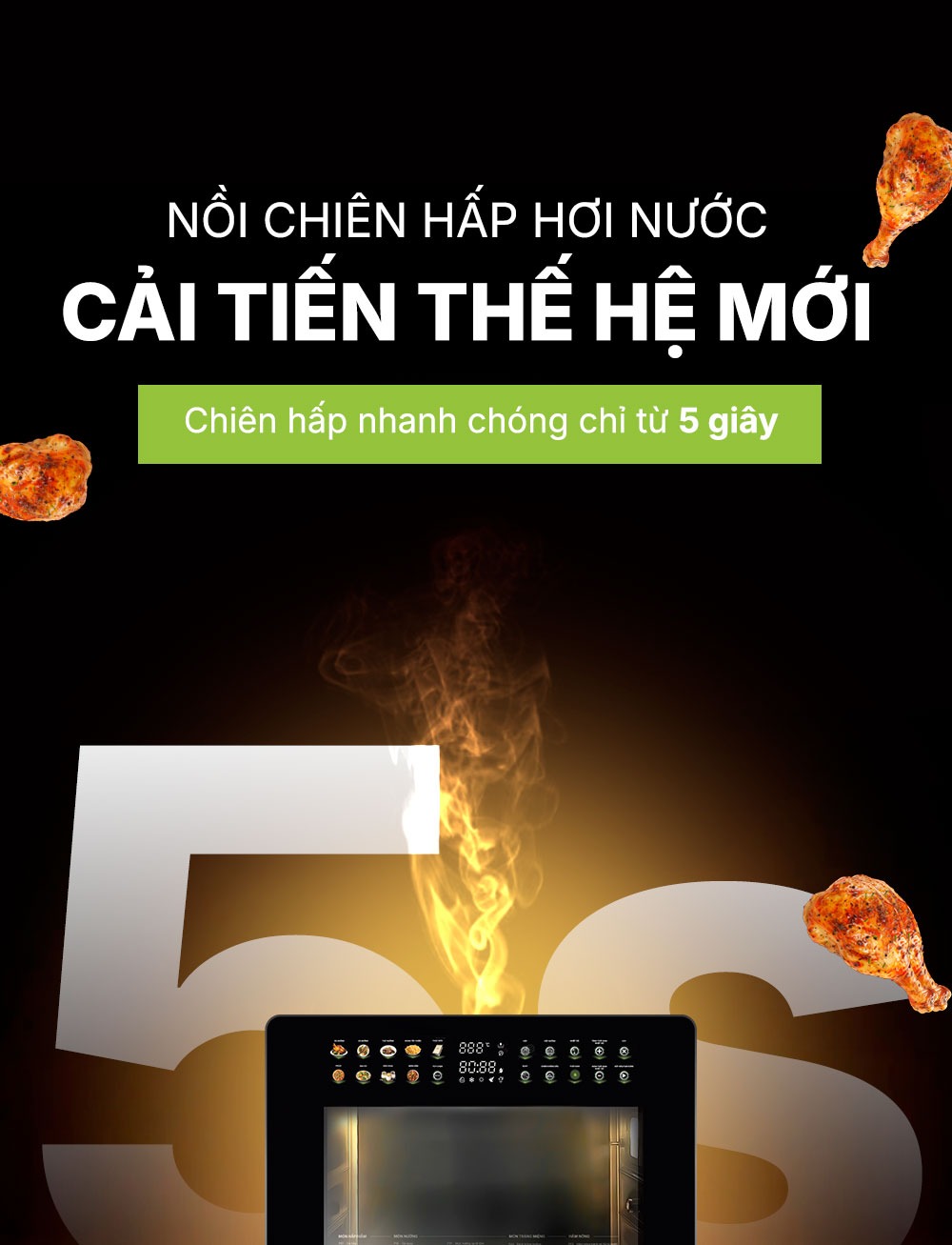 Nồi chiên hấp hơi nước đa năng Habibullet FHB18 Plus 18 Lít cải tiến thế hệ mới