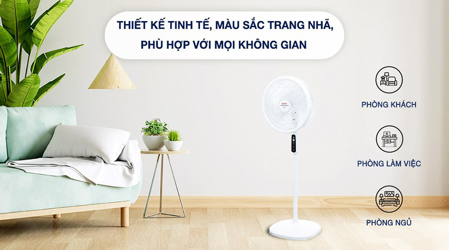 Thiết kế màu trắng tinh tế của Quạt Tefal VH689690 giúp tạo không gian sang trọng hơn