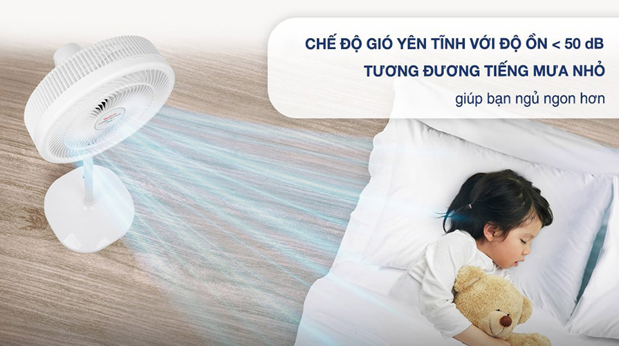 Chế độ gió yên tĩnh của Quạt Tefal VH689690 giúp ngủ ngon hơn